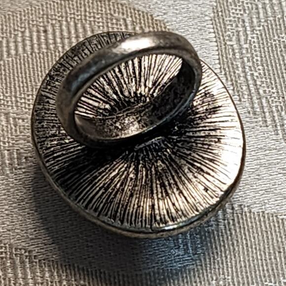 Vintage Raw Morocco Mineral Silver Tone Cocktail Ring Size 5.5 - Picture 4 of 9